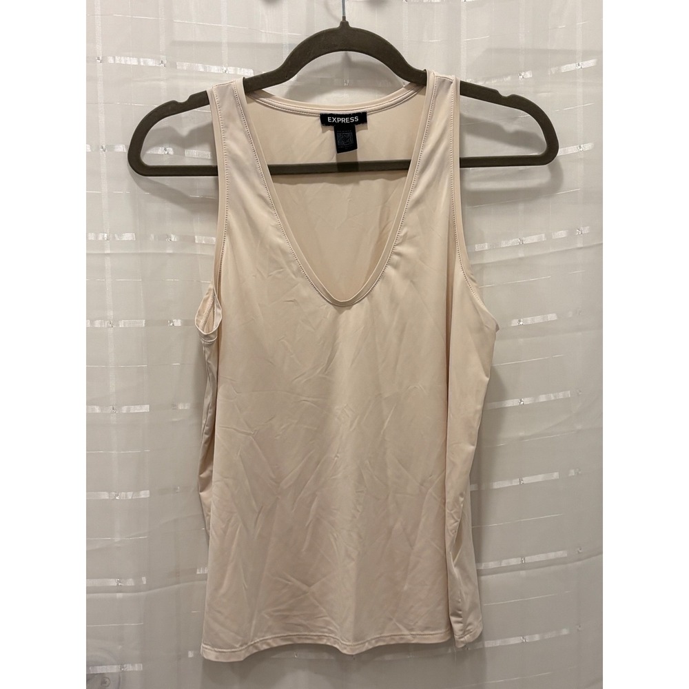 Express Conscious Edit V-Neck Tank Top Beige Cream Sleeveless XS RN55285